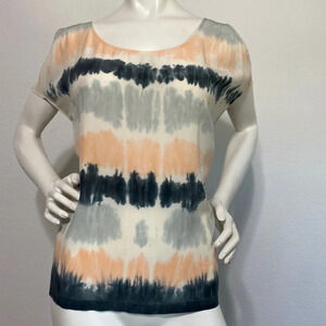 Gypsy 05 Bohemian Silk Tie Dyed Cold Shoulder Short Sleeve Top Size Small